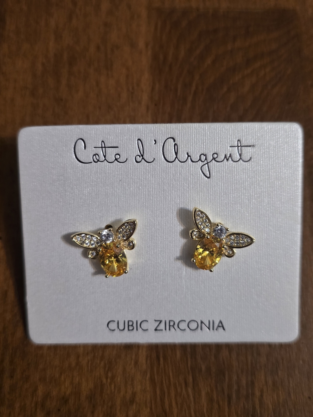Yellow Bee Cubic Zirconia Stud Earrings